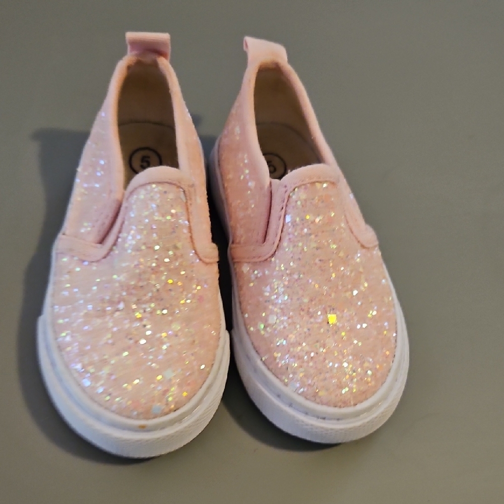 Sparkly Pink Kids Slip-On Shoes